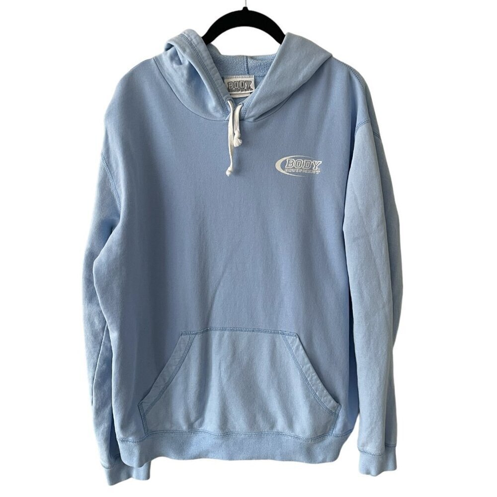 Body Equipment Logo Pattern Pullover Casual Long Sleeve Hoodie Blue Large